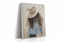 Cowgirl in Blue – Soft Western Elegance Canvas Print