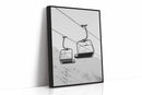 Solitude in Ascent – Minimalist Ski Lift Black & White Print