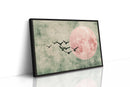 Pink Moon Wall Art – Minimalist Birds in Flight Print