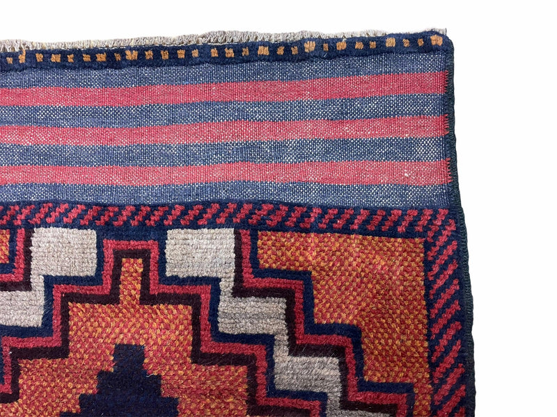 3X5 Vintage Handmade Tribal Wool Rug Balouchi Rug Afghan Rug Red 2' 8" X 4' 8"