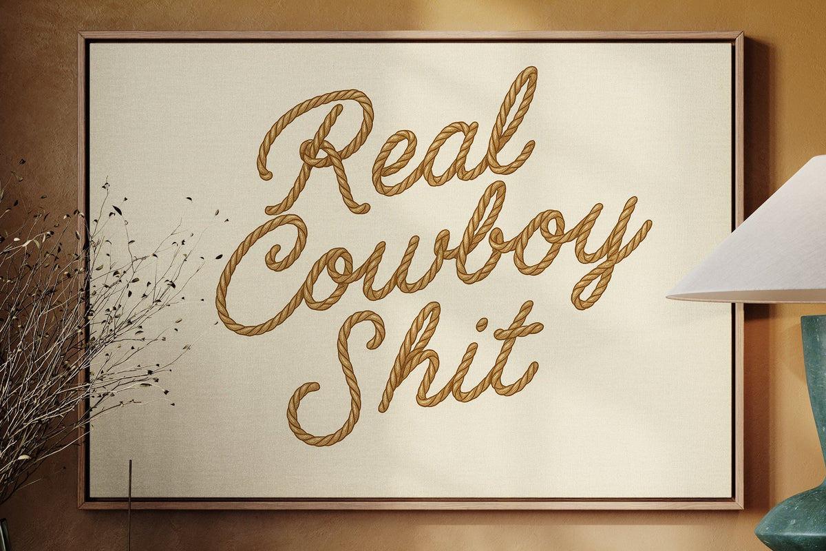 Poster Real Cowboy Sh*t Western Typography Wall Art Rope Script Rustic Ranch Home Decor, photo 2 of 16