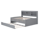 Captain Bed With Built In Bookshelves, 3 Storage Drawers, And Trundle