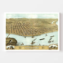 Vintage Map of Rock Island, Illinois 1869
