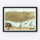 Vintage Map of Rock Island, Illinois 1869