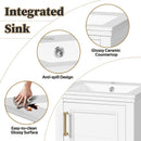 Bathroom Vanity With Sink, Soft Close Door, Adjustable Shelf, Freestanding Single Unit - White by HouseOfZazla