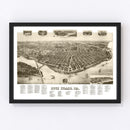 Vintage Map of Rock Island, Illinois 1889