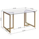 47" Iron Dining Table with Tempered Glass Top, Clear