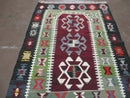 3' 8" X 5' Vintage Turkish Kilim Handmade Flat Weave Wool Rug Veg Dyes