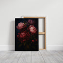 Crimson Peonies in Midnight Bloom