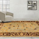 6'1''x9'1'' Hand Knotted Oushak 100% Wool Oushak Traditional Oriental Area Rug Pale Aqua, Chocolate Color