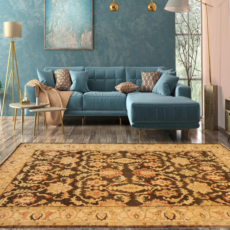 6'x8'10'' Hand Knotted Oushak 100% Wool Oushak Traditional Oriental Area Rug Brown, Beige Color