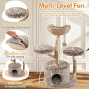 Wood Cat Tree Solid Pear Cat Tree with Perch and Sisal Scratching Posts-Brown by LJGDeals