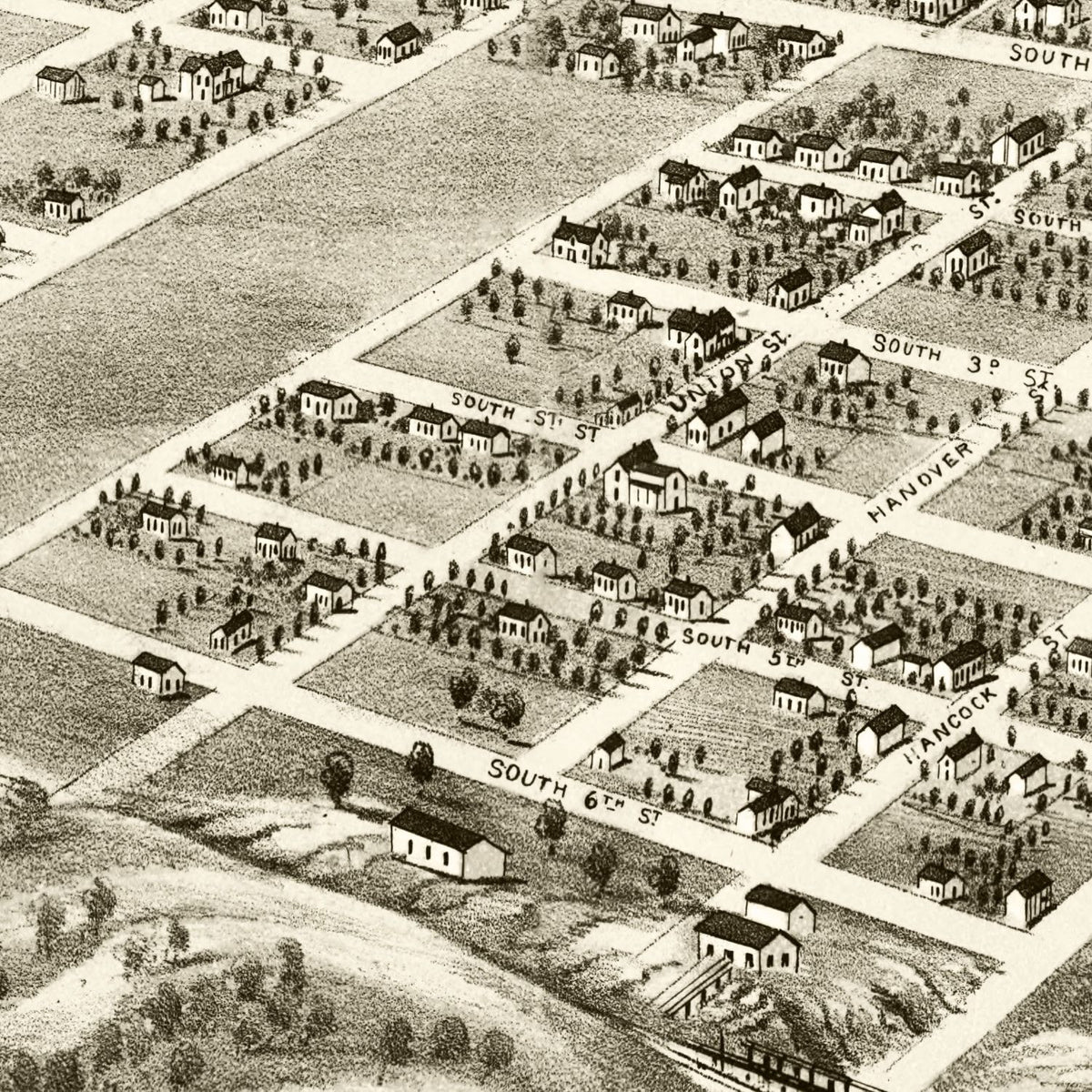 Vintage Map of Shelbyville, Illinois 1869, photo 2 of 5