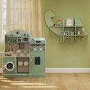 3-IN-1 Kids Furniture: Kids Table Chairs Set + Bookshelf + White Play Kitchen Sets by LJGDeals