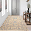 3'7''x5'8'' Hand Knotted Soumak 100% Wool Soumak Traditional Oriental Area Rug Beige, Aqua Color