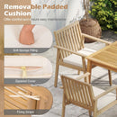 2 Pieces Patio Dining Chairs Outdoor Acacia Wood Chairs with Removable Padded Cushion by LJGDeals
