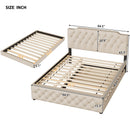 Upholstered Platform Bed With Trundle And 2 Sets Of USB Ports On Each Side, Fabric by Unique Piece Furniture