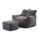 Giant Bean Bag Chair With Armrests And Footstool by HouseOfZazla