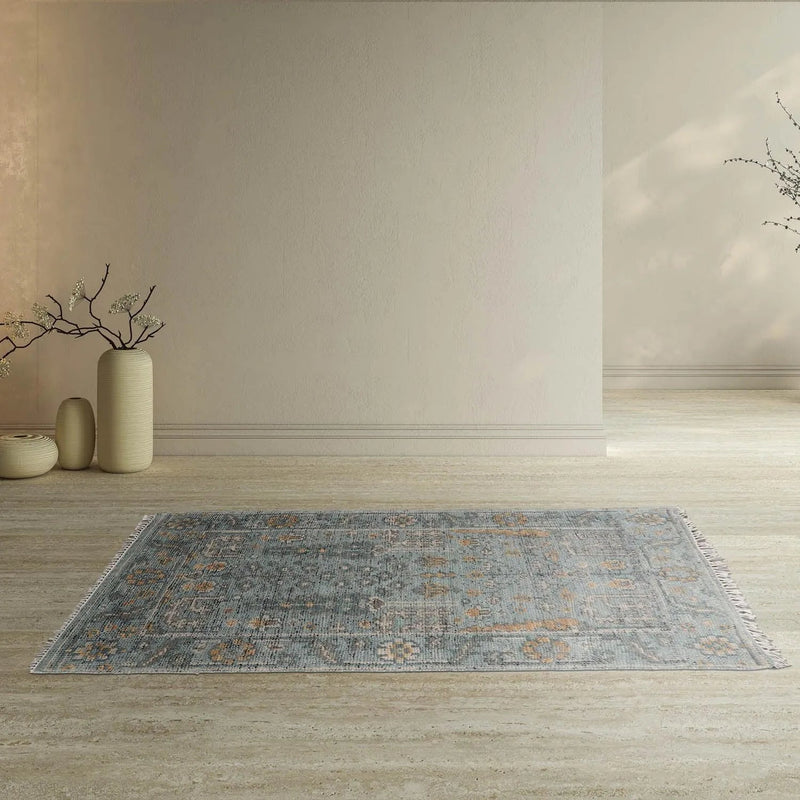 3'x5' Hand Knotted Turkish Oushak  100% Wool  Traditional  Oriental Area Rug Blue,Beige Color