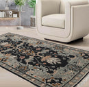3'x5' Hand Knotted Turkish Oushak  100% Wool  Traditional  Oriental Area Rug Midnight Blue
,Gray Color