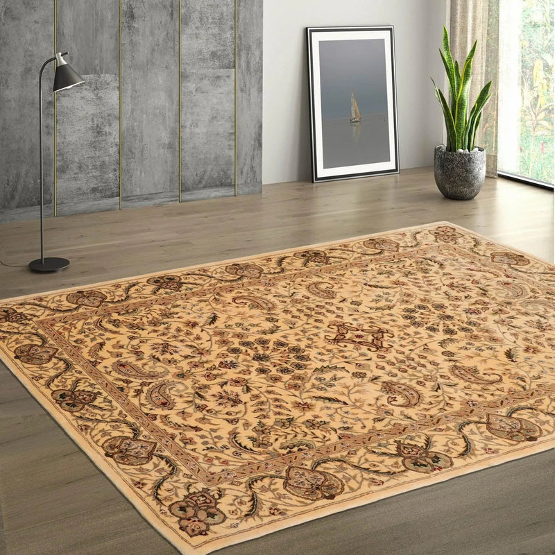3' 9''x5' 9'' Hand Tufted Hand Made Wool and Silk Nourison Traditional  Oriental Area Rug Vanilla,Tan Color