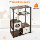 52 Inch Tall Wooden Cat Tree Metal Frame with 2 Condos and Cushions-Coffee by LJGDeals