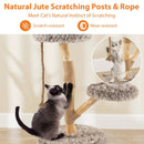 Modern Wooden Cat Tree Tower with Perch and Natural Jute Scratching Posts-Brown by DirectDeals