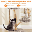 Modern Wooden Cat Tree Tower with Perch and Natural Jute Scratching Posts-Brown by LJGDeals