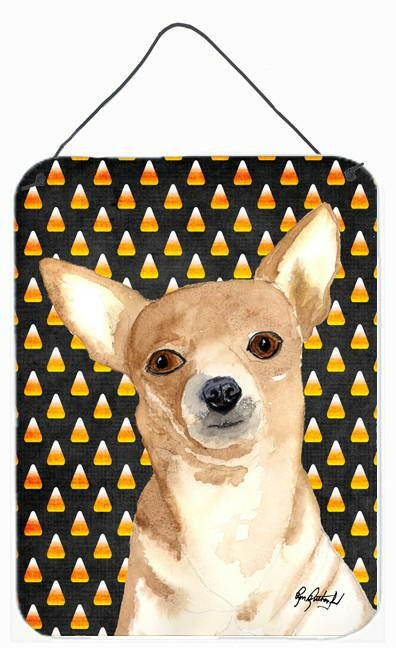 Candy Corn Chihuahua Halloween Aluminium Metal Wall or Door Hanging Prints