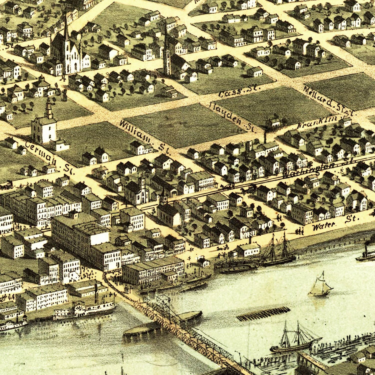 Vintage Map of Saginaw, Michigan 1867, photo 2 of 5