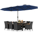 10 Piece Outdoor Dining Set with 15 Feet Double-Sided Twin Umbrella by LJGDeals