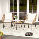 3 Piece Patio Bistro Set with Heavy Duty Metal Frame-Beige by LJGDeals