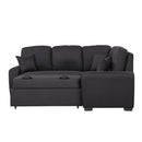 87.4"Sectional Sleeper Sofa with USB Charging Port and Plug Outlet,Pull-Out Sofa Bed with 3 Pillows, L-Shape Chaise for Living Room Small Apartment,Black
