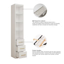 Tall Storage Cabinet With 3 Drawers For Bedroom - White by HouseOfZazla
