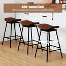 Set of 2 Swivel Barstools Faux Leather Upholstered Backless with Footrest by LJGDeals