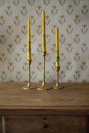 Floral Inlaid Tapered Candle in Cream - Set of 3