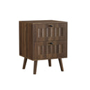 Double Drawer Bedside Table (Set of 2) - Walnut by HouseOfZazla