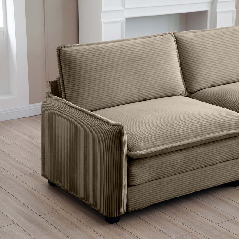 Walker Edison - Modern Living Room Sofa Two Pieces Set, Suitable for Living room and Small Apartment , 2 Pieces Sofa Set Consists of a Single Seat Sofa and a 2-Seater Sofas,Tan Corduroy