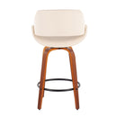 Fabrico - Mid Century Modern Fixed Height Counter Stool And Round Footrest (Set of 2) by HouseOfZazla