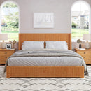 Solid Wood Platform Bed Frame with Headboard, King Size by HouseOfZazla