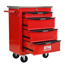 4 Drawers Multifunctional Tool Cart with Wheels,Metal Rolling Tool Cart Storage for Garage Workshop Warehouse Repair Shop--With  Stainless Steel Roof- Red&Black