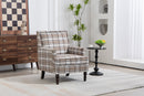 Upholstered Accent Chair with Brown Linen Fabric and Nailhead Trim by HouseOfZazla