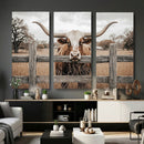 Farmhouse Texas Longhorn Bull Canvas Wall Art, Western Ranch Cattle Photo Print by MyGreatCanvas | Canvas Wall Art Prints | Photo Prints & Wall Decor