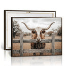 Farmhouse Texas Longhorn Bull Canvas Wall Art, Western Ranch Cattle Photo Print by MyGreatCanvas | Canvas Wall Art Prints | Photo Prints & Wall Decor