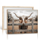 Farmhouse Texas Longhorn Bull Canvas Wall Art, Western Ranch Cattle Photo Print by MyGreatCanvas | Canvas Wall Art Prints | Photo Prints & Wall Decor