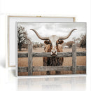 Farmhouse Texas Longhorn Bull Canvas Wall Art, Western Ranch Cattle Photo Print by MyGreatCanvas | Canvas Wall Art Prints | Photo Prints & Wall Decor