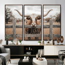 Farmhouse Texas Longhorn Bull Canvas Wall Art, Western Ranch Cattle Photo Print by MyGreatCanvas | Canvas Wall Art Prints | Photo Prints & Wall Decor