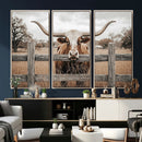 Farmhouse Texas Longhorn Bull Canvas Wall Art, Western Ranch Cattle Photo Print by MyGreatCanvas | Canvas Wall Art Prints | Photo Prints & Wall Decor