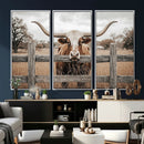 Farmhouse Texas Longhorn Bull Canvas Wall Art, Western Ranch Cattle Photo Print by MyGreatCanvas | Canvas Wall Art Prints | Photo Prints & Wall Decor