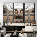 Farmhouse Texas Longhorn Bull Canvas Wall Art, Western Ranch Cattle Photo Print by MyGreatCanvas | Canvas Wall Art Prints | Photo Prints & Wall Decor